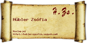Hübler Zsófia névjegykártya